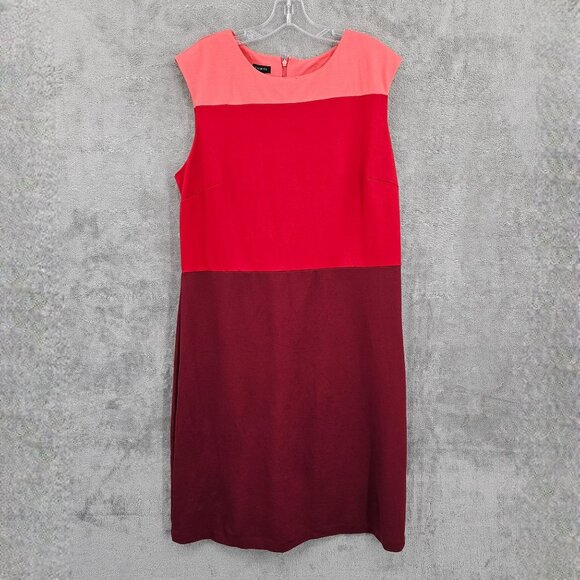 Talbots Colorblock Sheath Dress 16 Peach Red Burgundy Classic Colorful Plus Size - Picture 1 of 9